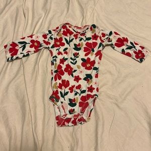 Carters 6m Floral Onesie With Gold Sparkly Accents